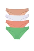 4 adet Süper Eko Set Likralı Kadın Slip Külot Ten Beyaz Pudra Yeşil - 1