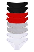 8 adet Süper Eko Set Likralı Kadın Slip Külot Siyah Kırmızı Gri Beyaz thumbnail 1