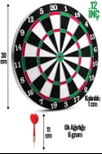 12 İnç Çift Taraflı Dart Tahtası Seti 6 Çelik Oklu Dart Hedef Tahtası Oyunu Takımı Dart Seti 518 - 4