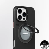 Youngkit Apple iPhone 16 Pro Kılıf Magsafe Şarj Özellikli 360° Standlı Basit Mat Deri Desenli Youngkit Tech Leather Serisi Kapak thumbnail 12