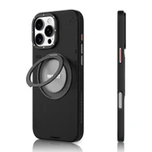 Youngkit Apple iPhone 16 Pro Kılıf Magsafe Şarj Özellikli 360° Standlı Basit Mat Deri Desenli Youngkit Tech Leather Serisi Kapak thumbnail 6