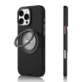 Youngkit Apple iPhone 16 Pro Kılıf Magsafe Şarj Özellikli 360° Standlı Basit Mat Deri Desenli Youngkit Tech Leather Serisi Kapak thumbnail 1