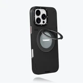 Youngkit Apple iPhone 16 Pro Kılıf Magsafe Şarj Özellikli 360° Standlı Basit Mat Deri Desenli Youngkit Tech Leather Serisi Kapak thumbnail 5