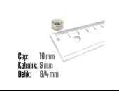 Neodyum Mıknatıs Yuvarlak Havşalı Çap 10mm (delik 8/4mm) Kalıklık 5mm 3 Adet - 2
