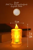 3 ADET Led Mum Simli Tipi Pil Dahil Dumansız Alev Ledli Yapay Dekoratif Mum Işığı ORTA PT421 - 5