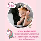 Coofbe Unicorn 94dB Güvenli Ses Kontrollü Yumuşak Kulak pedli Bluetooth Kulaklık Bluetooth Çocuk Kulaklığı - 9