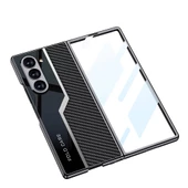 Samsung Galaxy Z Fold 6 Kılıf Ultra İnce Kamera Korumalı PC + Karbon Fiber Tasarımlı Arka Yüzey Kıpta Poligan Kapak - 2