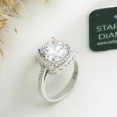Yanları Pırıltılı Taşlarla Süslenmiş 3.00 ct Starlıght Dıamond Tektaş thumbnail 3