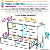 Modilayn SÖKE 90x75x32,5 cm’ lik 3 Çekmeceli 6 Gözlü Banyo Organizeri Maxi Çok Amaçlı Banyo dolabı - 4