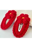 Amigurumi Örgü Çocuk Çiçek Toka Kırmızı Tek Ebat - 2