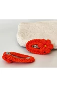Amigurumi Örgü Çocuk Çiçek Toka Turuncu Tek Ebat - 3