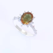 Zultanit Taşlı Elips Lotus Çiçeği Gümüş Yüzük thumbnail 2