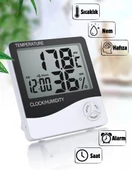 Dijital Oda Termometresi Sıcaklık Ve Nem Ölçer Masa Saati Alarm - 1