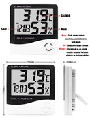 Dijital Oda Termometresi Sıcaklık Ve Nem Ölçer Masa Saati Alarm - 2
