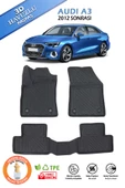 Havuzlu 3d Siyah Paspas Takımı, Audi A3 2012 Sonrası 3d Havuzlu Paspas, Hediye Araç Kokusu - 1