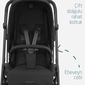 Maxi-Cosi Leona2 Çift Yönlü Uzatılabilir Sırt Desteği Tam Yatabilir Bebek Arabası Twillic Black - 10