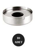 10 Adet Yuvarlak Model Kapaklı Paslanmaz Çelik Küllük Kül Tablası Büyük Boy 10CM thumbnail 1