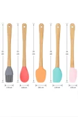 5 Parça Bambu Saplı Mini Silikon Spatula,Kaşık,Fırça Seti- Yüksek Kalite Silikon Set-BPA Free - 2
