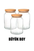 9 Adet Büyük Boy Bambu Kapaklı Cam Kavanoz Vakumlu Bakliyat Saklama Kabı 800CC I Etiket Hediyeli - 3