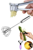 Çelik Sarımsak Ezici + Otomatik Çırpıcı + Tombul Soyacak - 1