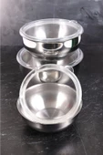 3'lü Paslanmaz Çelik Vakum Kapaklı Saklama Kabı (500-1000-1500ML) - 2