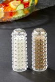 2'li Yuvarlak Model Mika Boncuklu Tuzluk Baharatlık Biberlik 11CM - 1