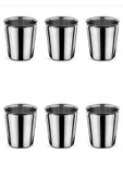 6 Adet Paslanmaz Çelik Bardak I Kafe Restaurant Kantin Meşrubat Ayran Patates Bardağı 9x7,5CM - 1