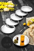 2 Adet Paslanmaz Çelik Yuvarlak Servis Sunum Tepsisi I Çay Kahve Servis Sunum Tepsisi 21,5CM - 1