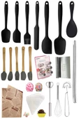 Silikon Servis Seti Mini Spatula Pilav Kaşığı Servis ve Hazırlık Sunum Seti Oklava,Spatula,Çırpıcı - 1