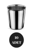 10 Adet Paslanmaz Çelik Bardak I Kafe Restaurant Kantin Meşrubat Ayran Patates Bardağı 9x7,5CM - 1