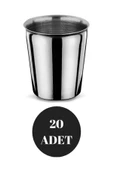 20 Adet Paslanmaz Çelik Bardak I Kafe Restaurant Kantin Meşrubat Ayran Patates Bardağı 9x7,5CM - 1