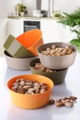 12 Adet Plastik Çerezlik Kase Renkli - 1