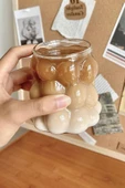 2 Adet Üzüm Kabartmalı Borasilikat Isıya Dayanıklı Cam Kupa Kahve Sunum Bardağı 300ML - 1