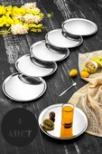 4 Adet Paslanmaz Çelik Yuvarlak Servis Sunum Tepsisi I Çay Kahve Servis Sunum Tepsisi 21,5CM - 1