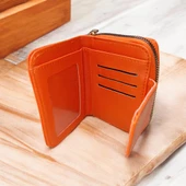 turuncu cüzdan çok bölmeli kapaklı suni deri kadın cüzdan 12 cm thumbnail 5