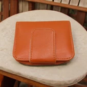 turuncu cüzdan çok bölmeli kapaklı suni deri kadın cüzdan 12 cm thumbnail 3