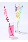 4 Adet Sevimli Emojili Plastik Pipet Kıvrımlı Renkli Emojili Kokteyl Pipet - 3