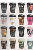 6 Adet Plastik Kapaklı Kahve Bardağı 500ml Coffee Bardak - 1