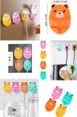 12 Adet Yapışkanlı Ayı Model Emoji Şekilli Kablo Fiş Tutucu Askısı Kablo Düzenleyici Sabitleyici thumbnail 5