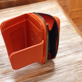 turuncu cüzdan çok bölmeli kapaklı suni deri kadın cüzdan 12 cm thumbnail 6