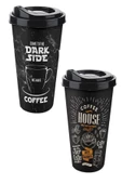 2 Adet Plastik Kapaklı Kahve Bardağı 500ml - 3
