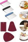 Çelik Spatula Hamur Kesici 3'lü Hamur Ve Pasta Şekillendirici Kesici - 1