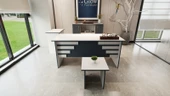 Glow Furniture Perla Ofis Masa Takımı Beyaz Antrasit - 1