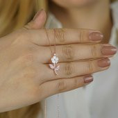 Özel Tasarım Sedef Çiçek Gümüş Kolye Rose thumbnail 1