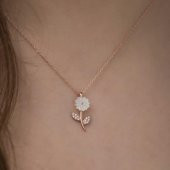 Özel Tasarım Sedef Çiçek Gümüş Kolye Rose thumbnail 4