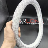 Tay Tüyü Peluş Beyaz Taşlı Geçme Direksiyon Kılıfı-İç 32cm - 1