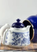 Alev Emaye Porselen Çaydanlık Takımı - Emaye Kettle Porselen Demlik - 3.5 Litre - 10