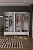 Evdemo Luna 6 Kapaklı 3 Çekmeceli Aynalı Gardırop Beyaz - 3