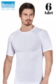 Berrak 6 Lı Paket Erkek Elestan Sıfır Yaka Kısa Kol Badi Tişört 1024 - 2