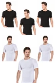 Berrak 6 Lı Paket Erkek Elestan Sıfır Yaka Kısa Kol Badi Tişört 1024 - 4